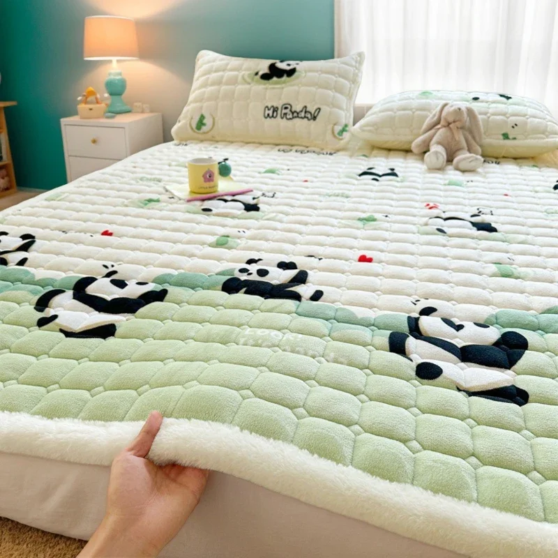 

Winter Soft Thick Flannel Mattress Toppers Dormitory Single Double Bedspread Warm Bed Sheets Mattress Cover Fold Tatami Thin Mat