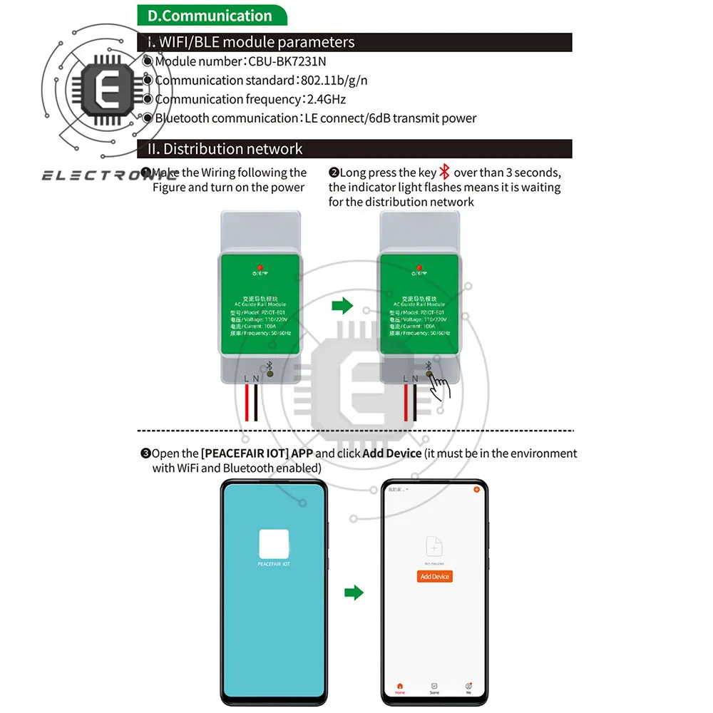 PZIOT-E01 Single Phase AC Electric Din Rail Wifi Smart Kwh Energy Meter Power Consumption Meters Wattmeter Voltmeter Ammeter