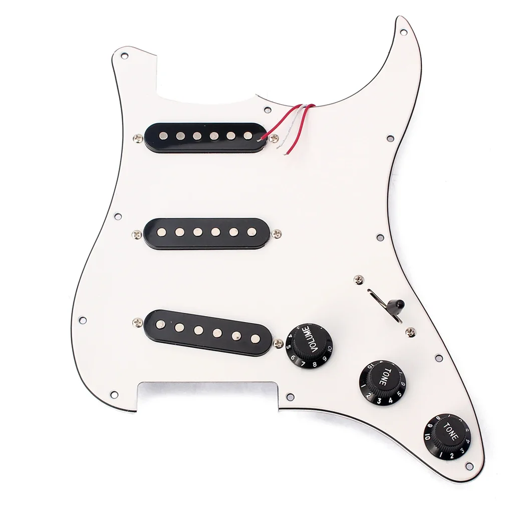 3 Ply SSS Electric Guitar Part Prewired Loaded Pickup Pickguard Assembly White