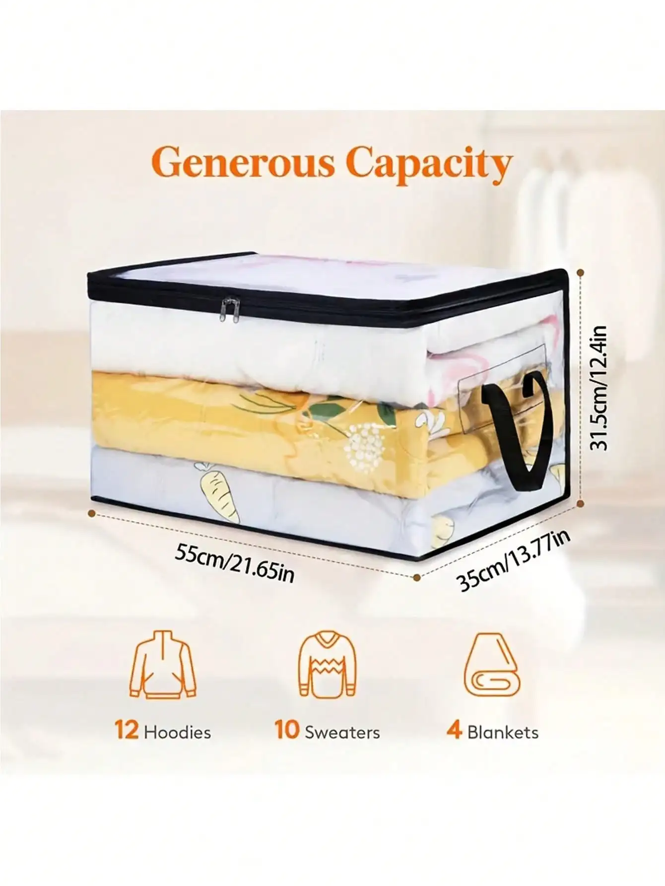 Clear Blanket Storage Bags with Zipper, Plastic Storage Bags for Closet Clothes Comforter Toys Sweaters Bedding, Bed Organizers view 5