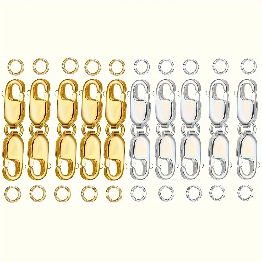 Karabinerverschluss mit geschlossenen Biegeringen, 18 Karat vergoldetes Silber, Halskettenverschlüsse und Verschlüsse für die Schmuckherstellung