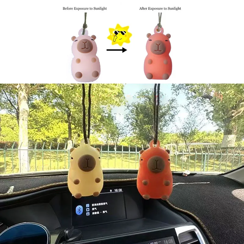 Color Change Capybara Car Ornament Roast Capybara Pendant Swing Capybara Auto Decoration Capybara Keychain  For Car Mirror