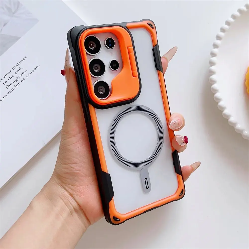 

Luxury Cute 3D Panda Case For Samsung Galaxy S24 S25 Ultra Plus S25Edge MagSafe Shockproof with Lens Stand Kawaii Silicone Cover