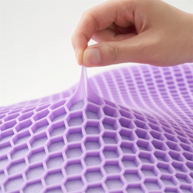 Purple Pectin TPE Pillow Honeycomb Grid &Polyester AB Side Pillow Case Breathable Soft Neck Support Sleeping Pillow Core 40*65cm