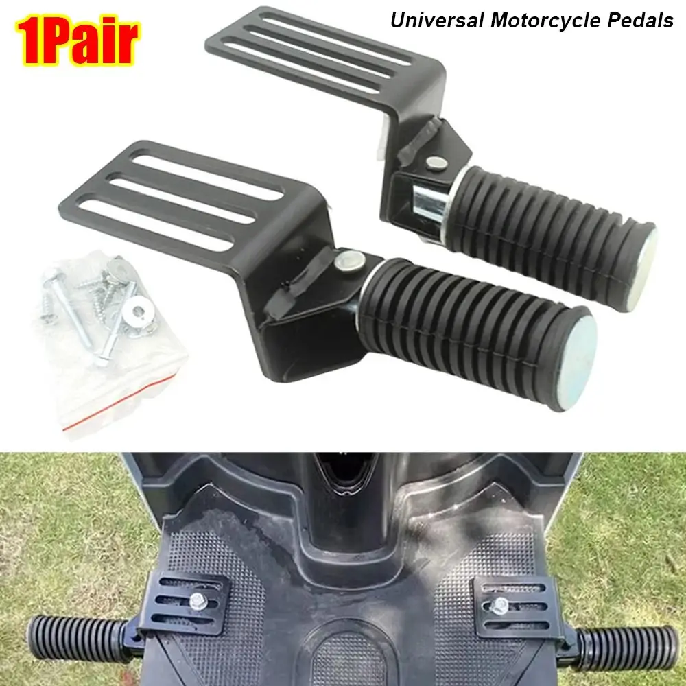 

1Pair Universal Front Footrests Foldable Metal Motorcycle Pedals Deep Grooves Direct Installation Footpeg For Electric Vehicles