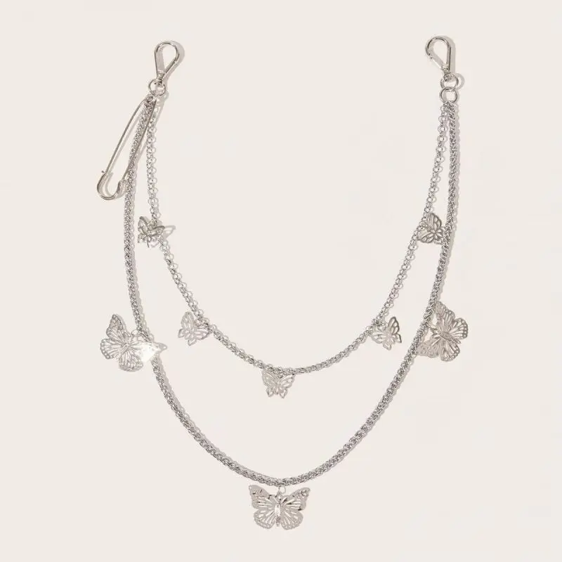 سلسلة سراويل معدنية جديدة للنساء - سلسلة سراويل هيب هوب رقيقة داكنة ورائعة وأنيقة - خصر عالي التحمل على طراز الشارع