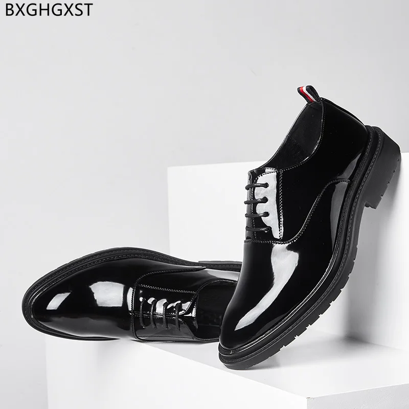 Patent Leather Pointed Shoes Men New 2024 Wedding Shoes for Groom Oxford Dress Shoes Mens Fashion Chaussure Homme Zapatos Hombre