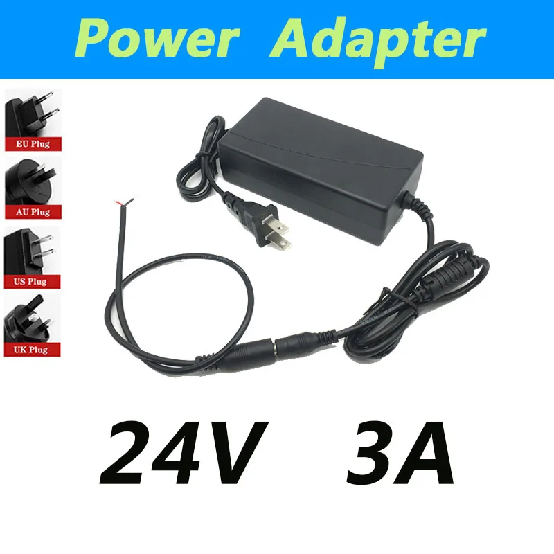 LAIMAIECO AC 100V-240V DC 24V 3A Converter Adapter 24 Volt 3000mA Power Supply Charger  DC Female male Power Plug 5.5mm x 2.1mm