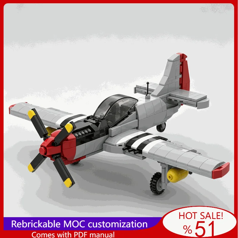 510PCS P51 Mustang Classic Set American War Series Fighter Plane Building Block Assembly Educational Collection Display Gift Toy
