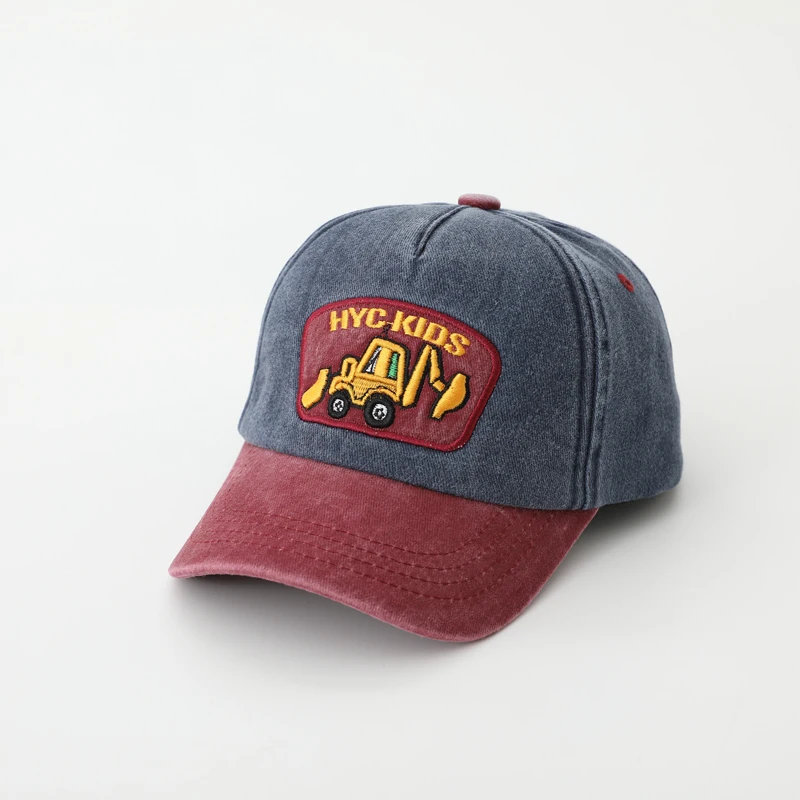 2025 Summer Fashion School Boy Baseball Hats Excavator Embroidered Children Outdoor Kids Caps for 2-8Years Baby Sports Hats