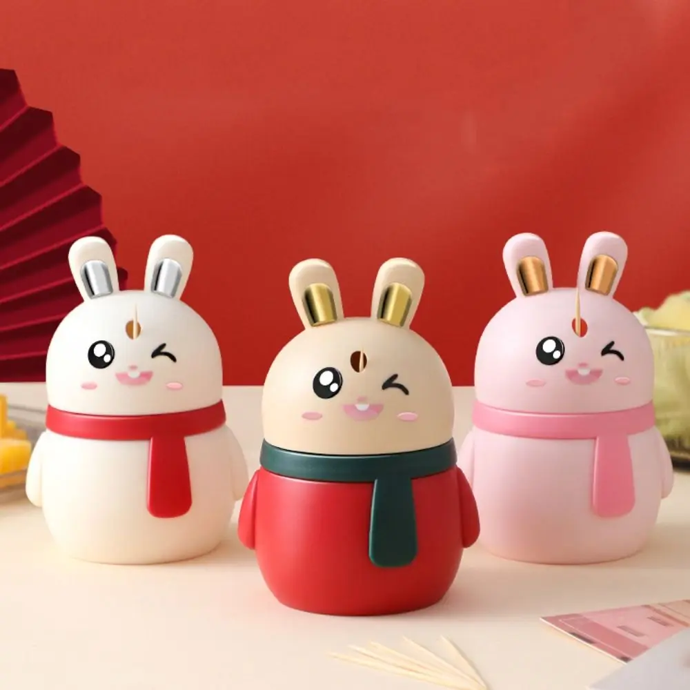 

Automatic -Up Rabbit Toothpick Box Press Design Dust-proof Toothpick Holder Plastic Toothpick Dispenser Living Room