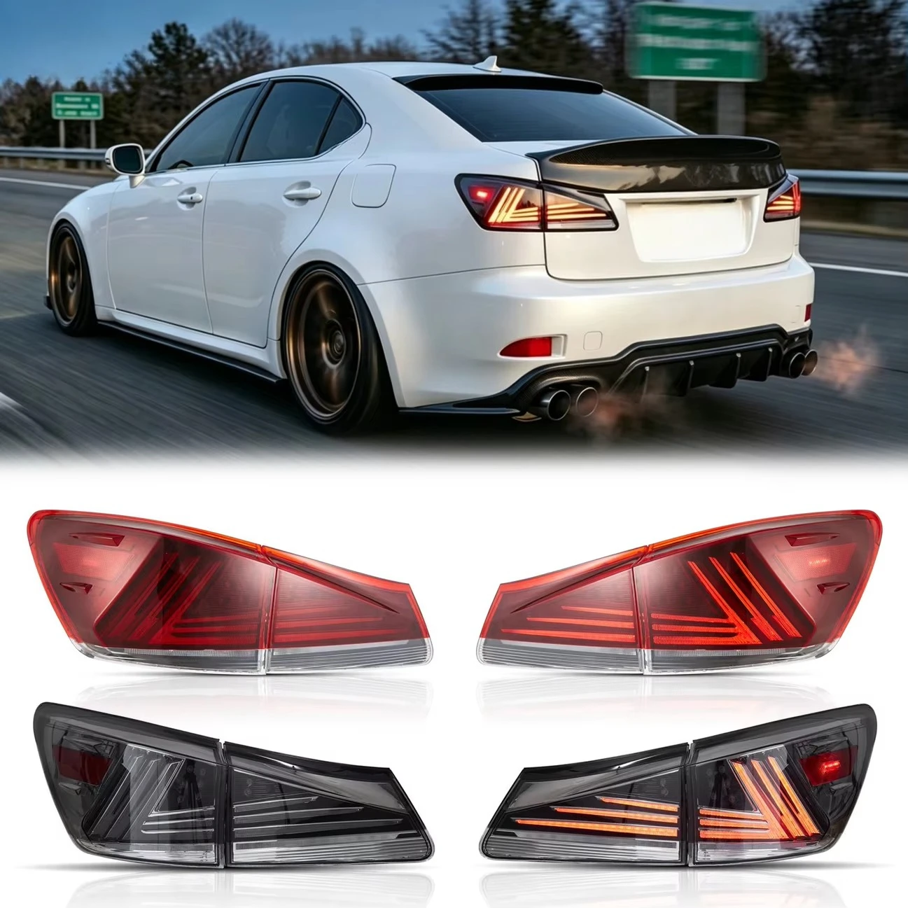 Taillight Aftermarket LED Rear Tail Lights Bar for Lexus IS 250 350 F 2006 2007 2008 2009 2010 2011 2012