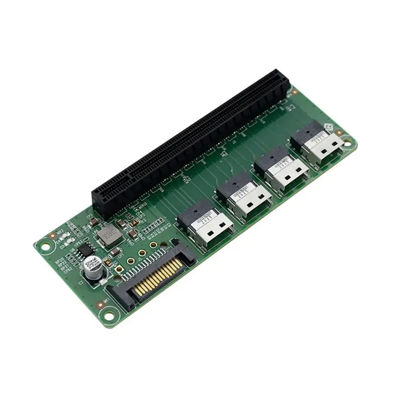 

A29F-Pcie 4.0 Slot Expansion Board 4 Port SFF-8654 To Pcie X16 Slot Adapter M.2 To SAS RAID Card GPU Pcie 4.0X4 15PIN SATA
