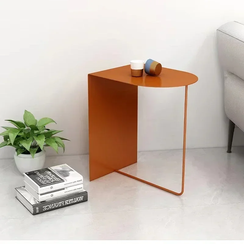 

z Custom Nordic Iron Small Side Table Light Luxury Creative Designer Movable Bedside Small Coffee Table Bedside Table