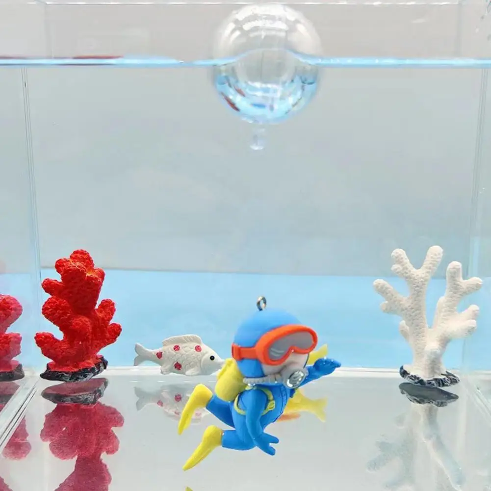 Mini Aquarium Floating Decor Accessories Cute Diver Surf Boy Whale Girl Anime Figure Decoration Fish Tank Landscaping Ornament