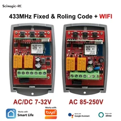 Wifi Universal Garage Remote Control 433MHz Receiver 2CH For 433.92MH Garage Door Opener Gate Transmitter Switch Works with Tuya
