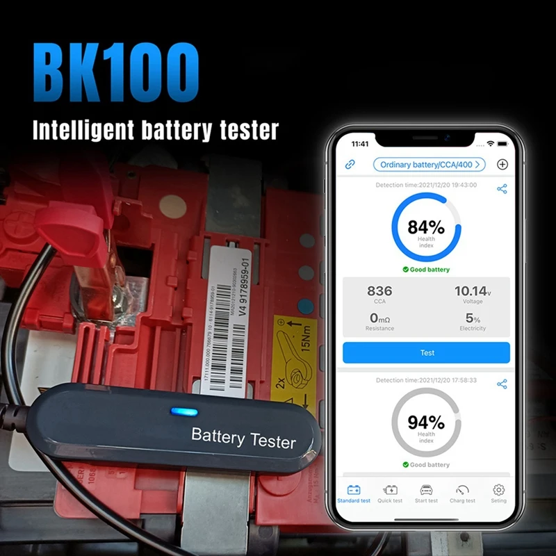 BK100 Bluetooth Car Motorcycle Battery Tester 6V 12V Battery Analyzer 100 To 2000 12V Charging Cranking Test Tool