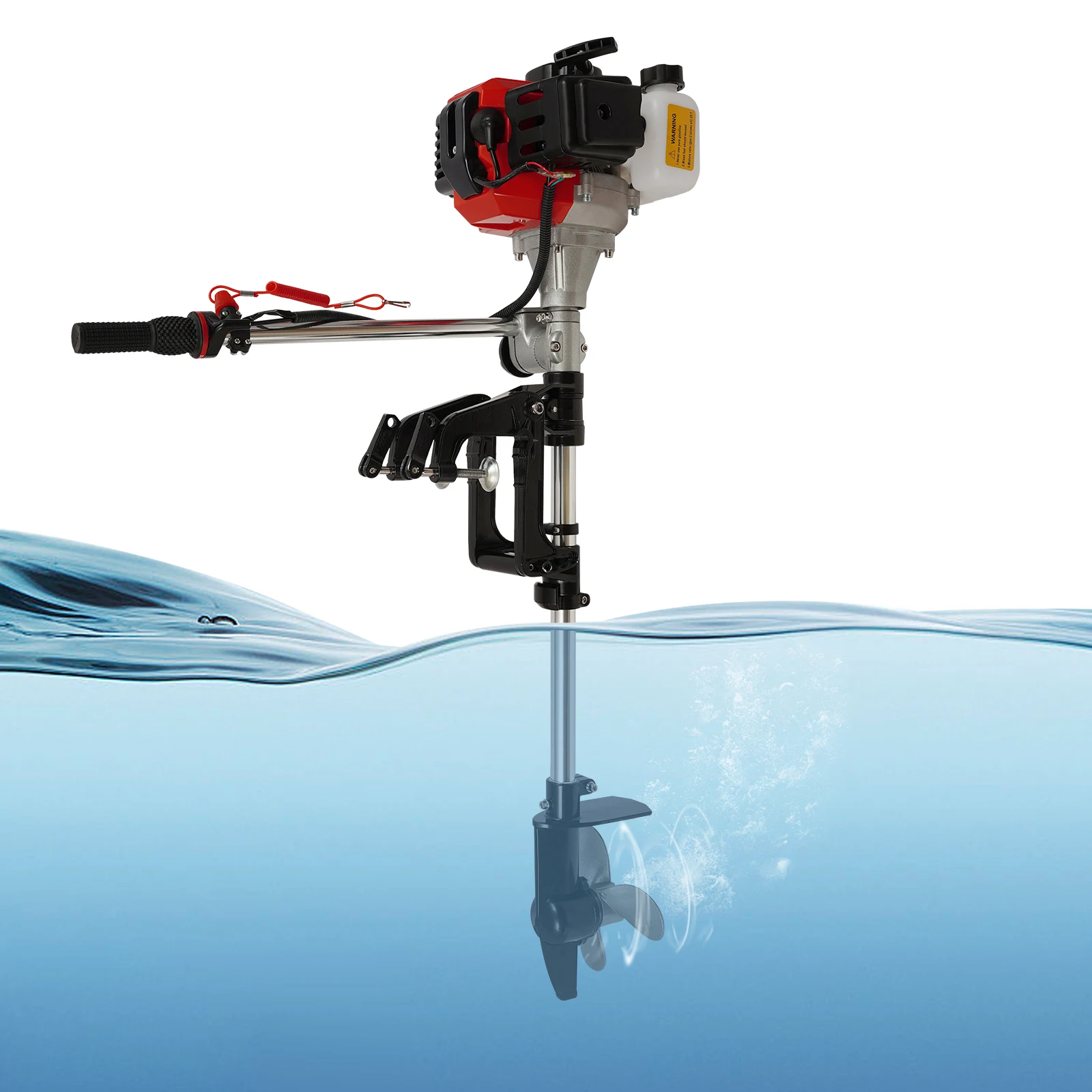 

2.3HP 2-Stroke Outboard Motor,52CC 1.7KW Gas Fishing Boat Engine CDI Air-Cooled System 8500RPM w/Bracket for Fishing Aquaculture