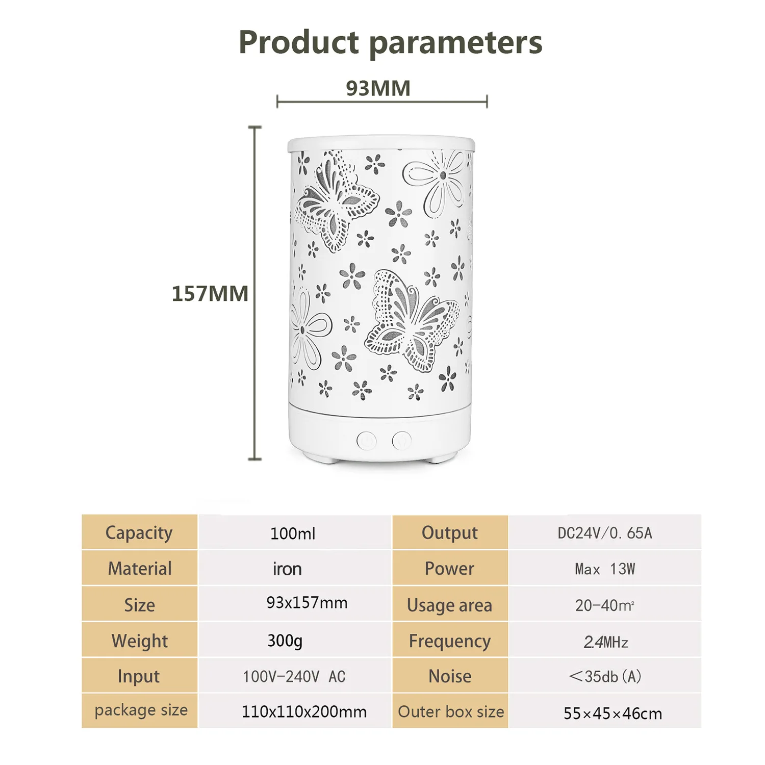 Электрический увлажнитель воздуха, Ароматический диффузор, ультразвуковой комнатный ароматизатор с красосветильник ником, диффузор с бабочкой и эфирным маслом для дома