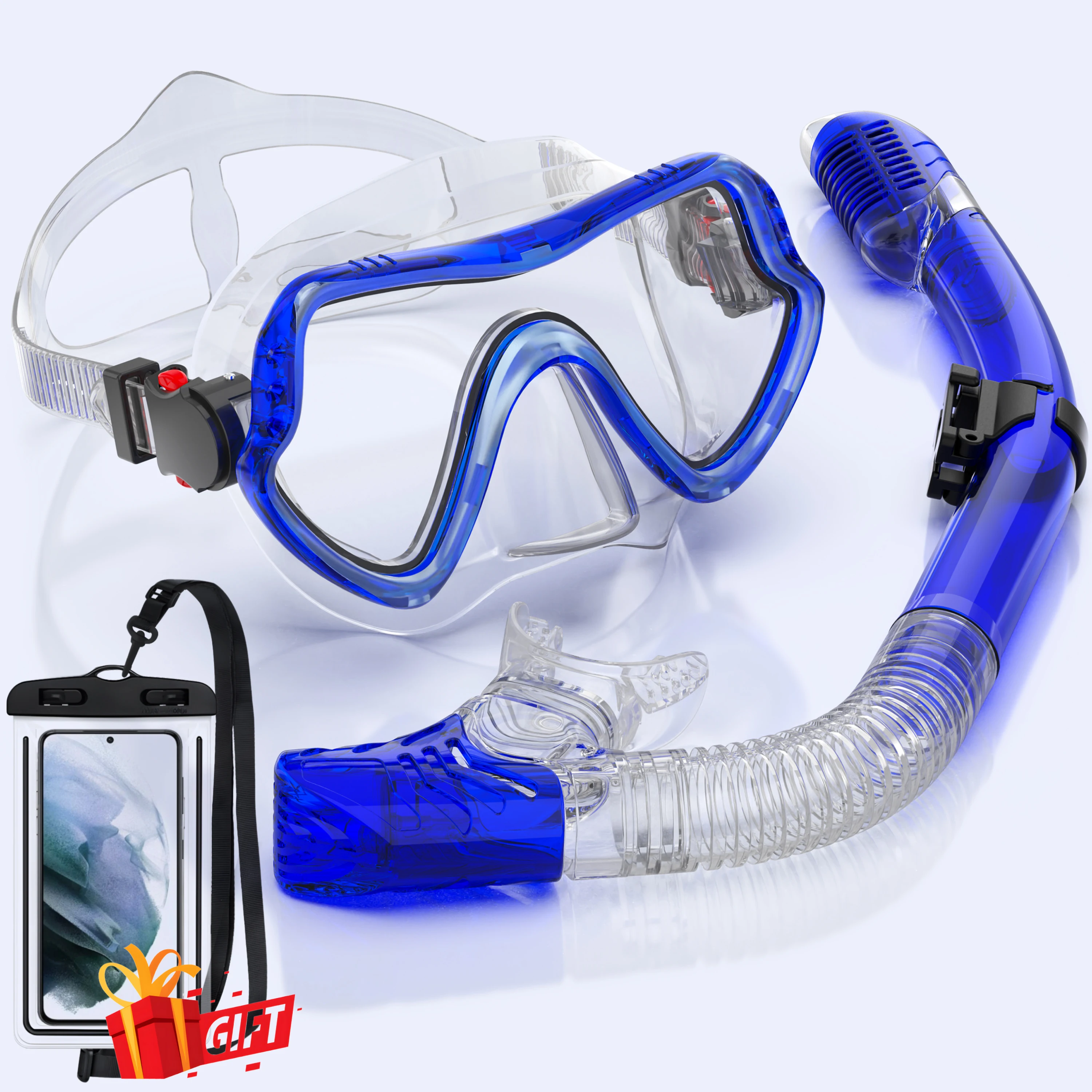 Dry Snorkel Set maschera subacquea per adulti HD vetro temperato attrezzatura da Snorkeling panoramica professionale nuoto Training Snorkel Kit