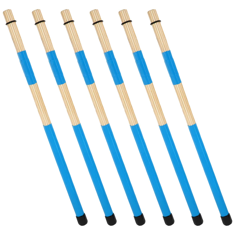 

3 Pairs Wooden Drum Brush Kit Blue Random Lightweight Drumstick Accessories Percussion Instrument Stick Music Tool