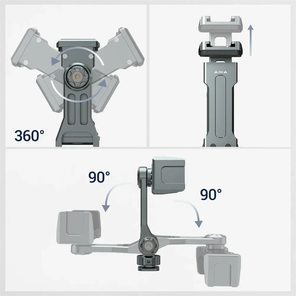 Soporte de Metal para cámara de teléfono, soporte para trípode, adaptador de zapata para Apple iPhone 15 14, Android, teléfono inteligente, cámara DSLR, luces de micrófono