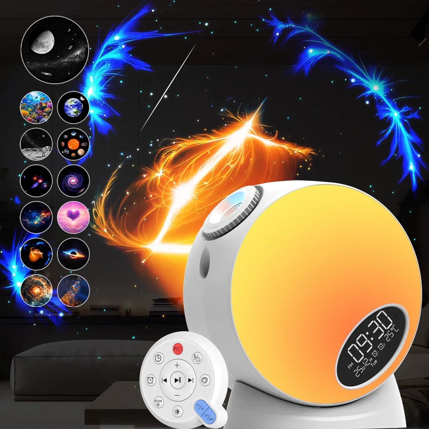 Planetarium Projector Night Light Star Projector with Clock Display Bluetooth Function and 15 Types of Sleep-Aiding White Noise