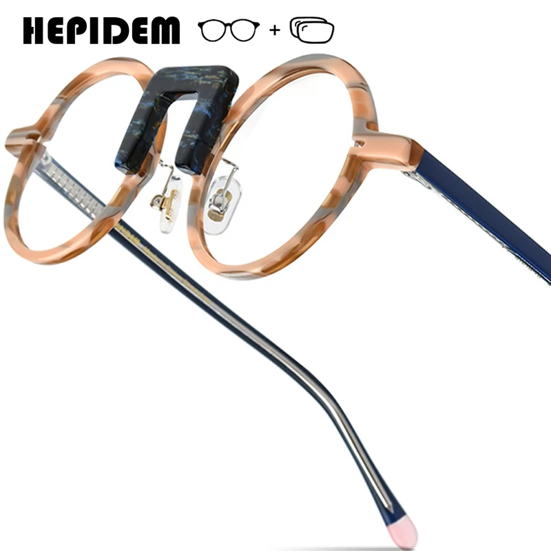 

HEPIDEM очки для близорукости по рецепту анти-синие фотохромные прогрессивные оптические линзы женские ацетатные круглые очки 382