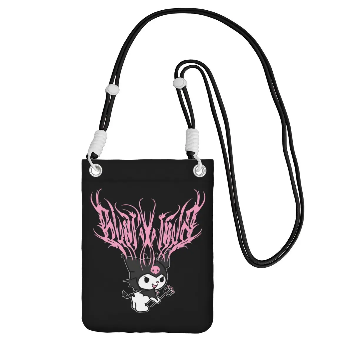 

Кошелек для смартфона Kuromi на заказ с ремешком, сумка через плечо Little Devil, мужская и женская дорожная сумка для мобильного телефона