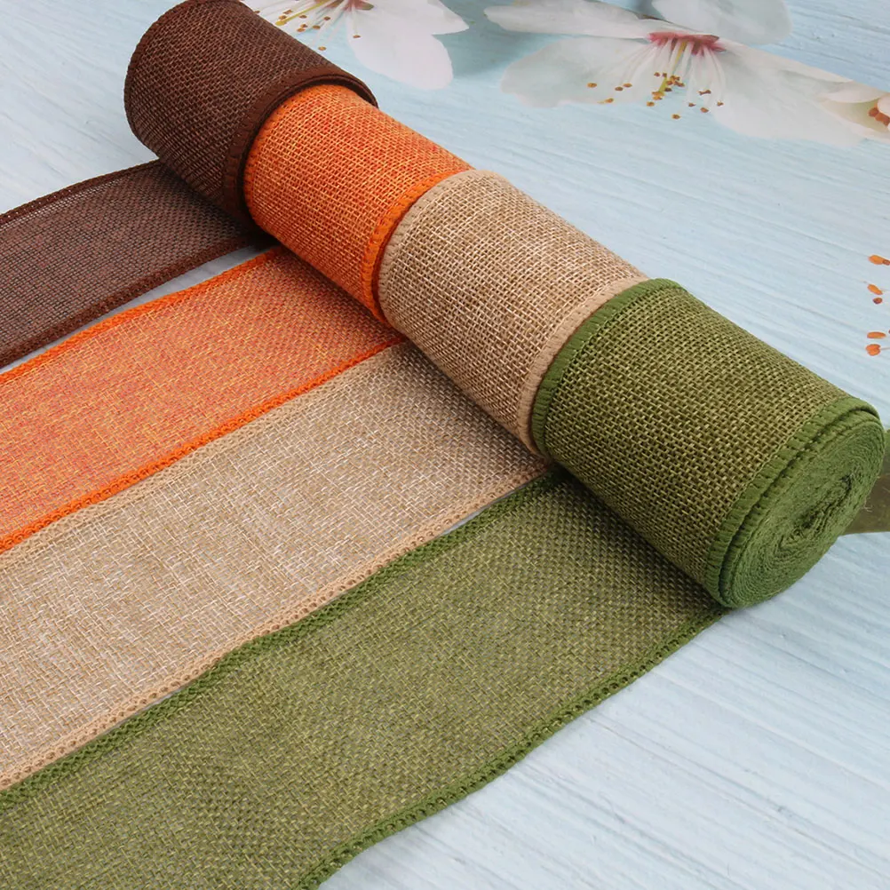

Imitation Linen Webbing Gift Packing Ribbon Wrapping Supply Floral Bouquet DIY Craft Wedding Decorations Hemp Rope Plain Color