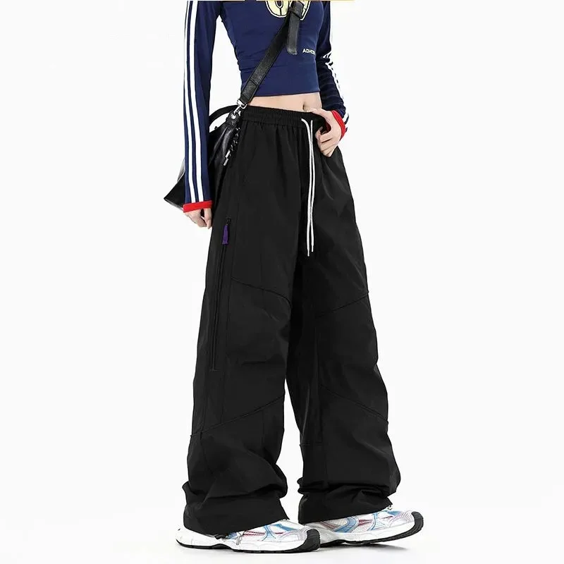 American Men Women Casual Solid Color Pantalons Summer Ladies Fashion Wide Leg Pants Femme Soft Shell Quick Drying Work Trousers