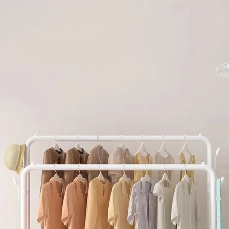 

Place Saving Clothes Rack Wheels Portable Shelfs Clothes Hanger Coat Rack Living Room Moveis Hallway Furniture
