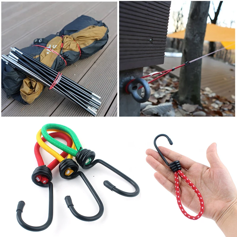 Willekeurige tent Elastisch touw Koordhaak Veelzijdig Outdoor Camping Luifel Tarp Tent Bevestigingssnoer String Karabijnhaak Accessoires