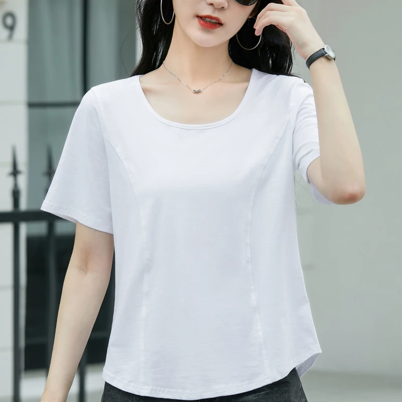 New Fashion Blusa estate manica corta o-collo donna camicetta Casual camicetta donna top Blusas Mujer De Moda 2024 Verano J901