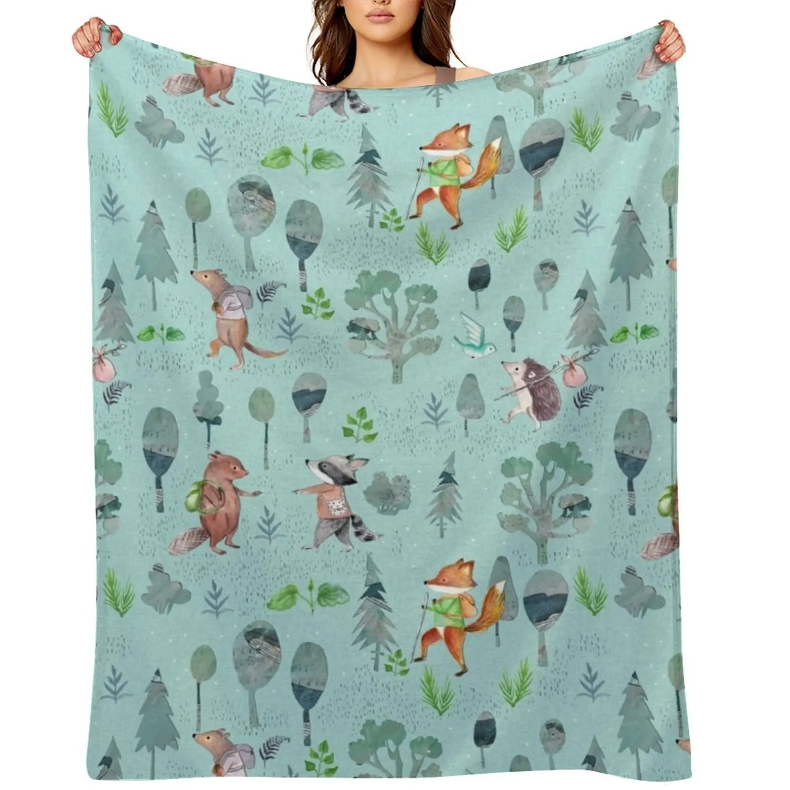 

Hiking in the forest with friends Throw Blanket christmas gifts Baby for babies Camping Blankets