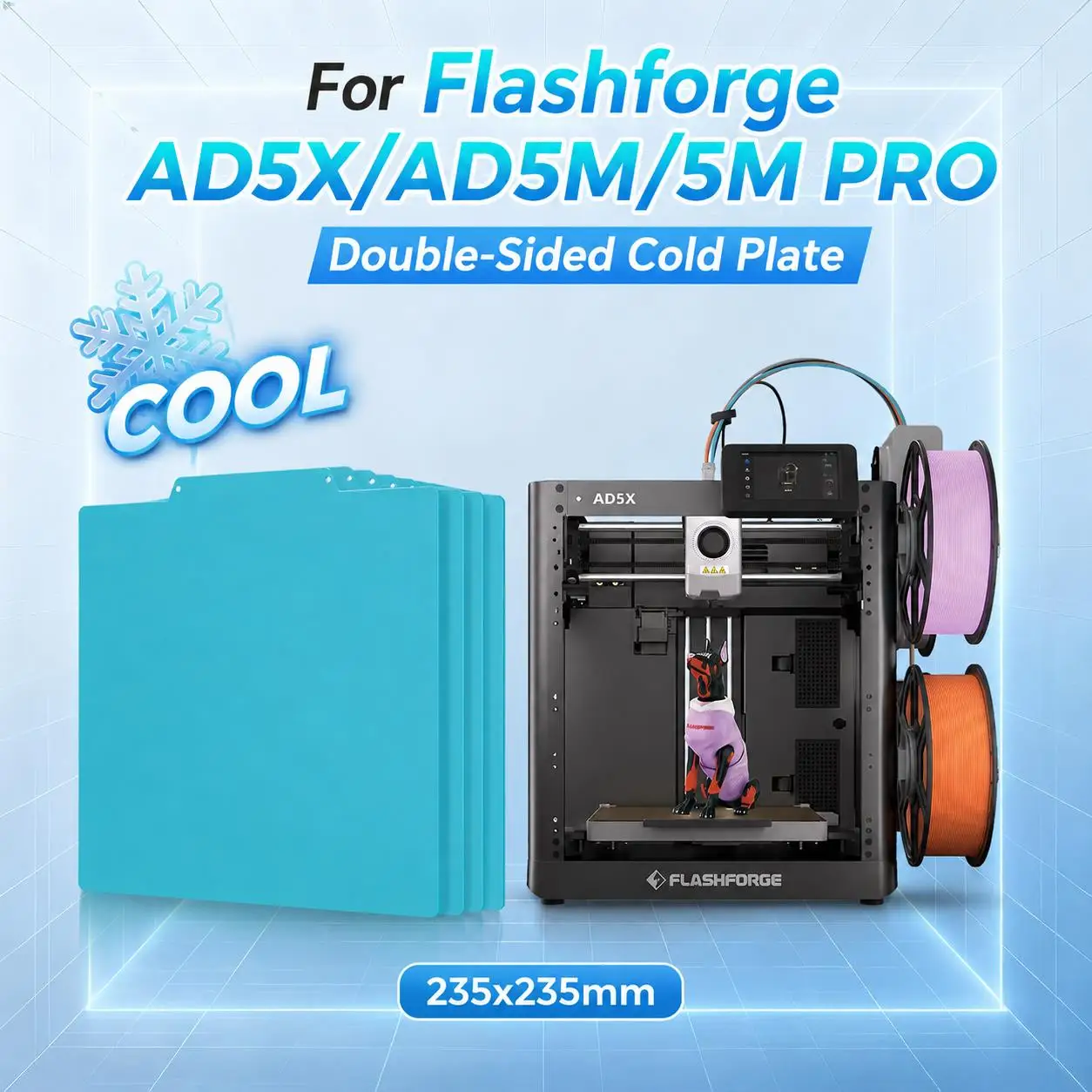 Cold Plate For Flashforge AD5X/AD5M/5M PRO 235x235mm Magnetic Build Plate Lower Temp Printing Bed for PLA PETG 3D Printer Parts