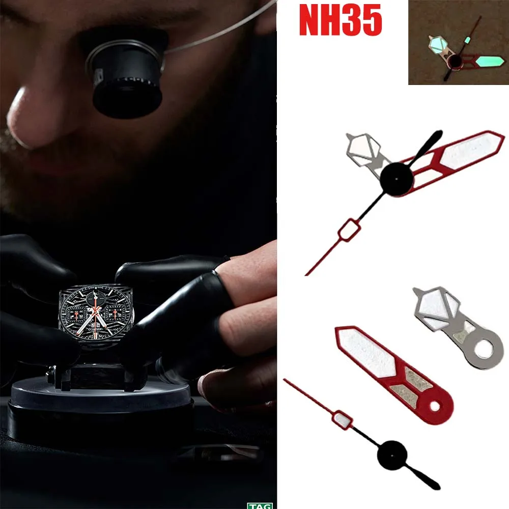 

Горячее! Стрелки часов, красные, серебряные иглы, зеленые светящиеся аксессуары для модификации часов для Японии, механизм NH35/NH34/NH36/4R/7S/NH70