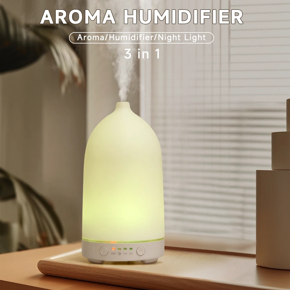 USB Aroma Diffuser 100ml Desktop Ultrasonic Air Humidifier with Colorful Night Light, Timing Function, Quiet for Home, Office