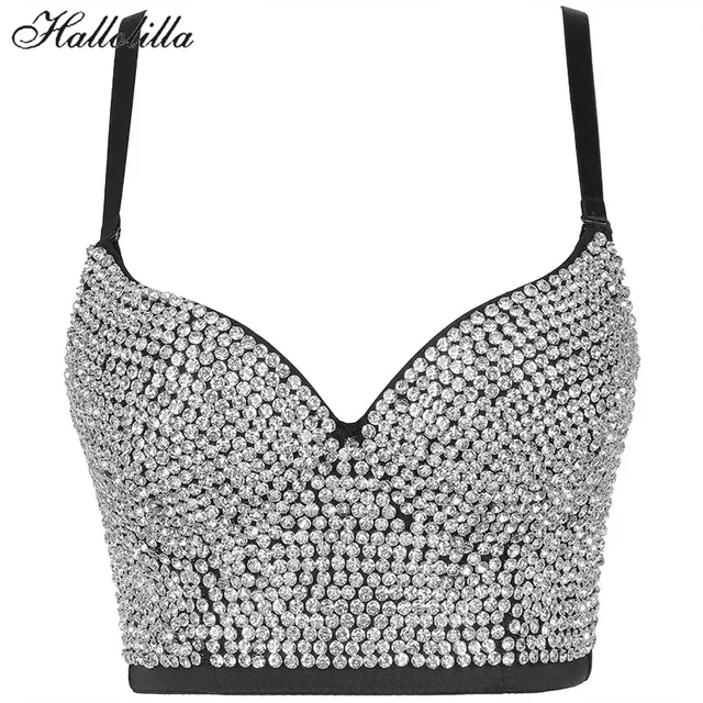 Kobiety biustonosz Sexy Handmade Rhinestone gorset ubrania imprezowe Lady Push Up biustonosz damskie bluzki odzież Gothic Shaper Vintage biustonosz bielizna