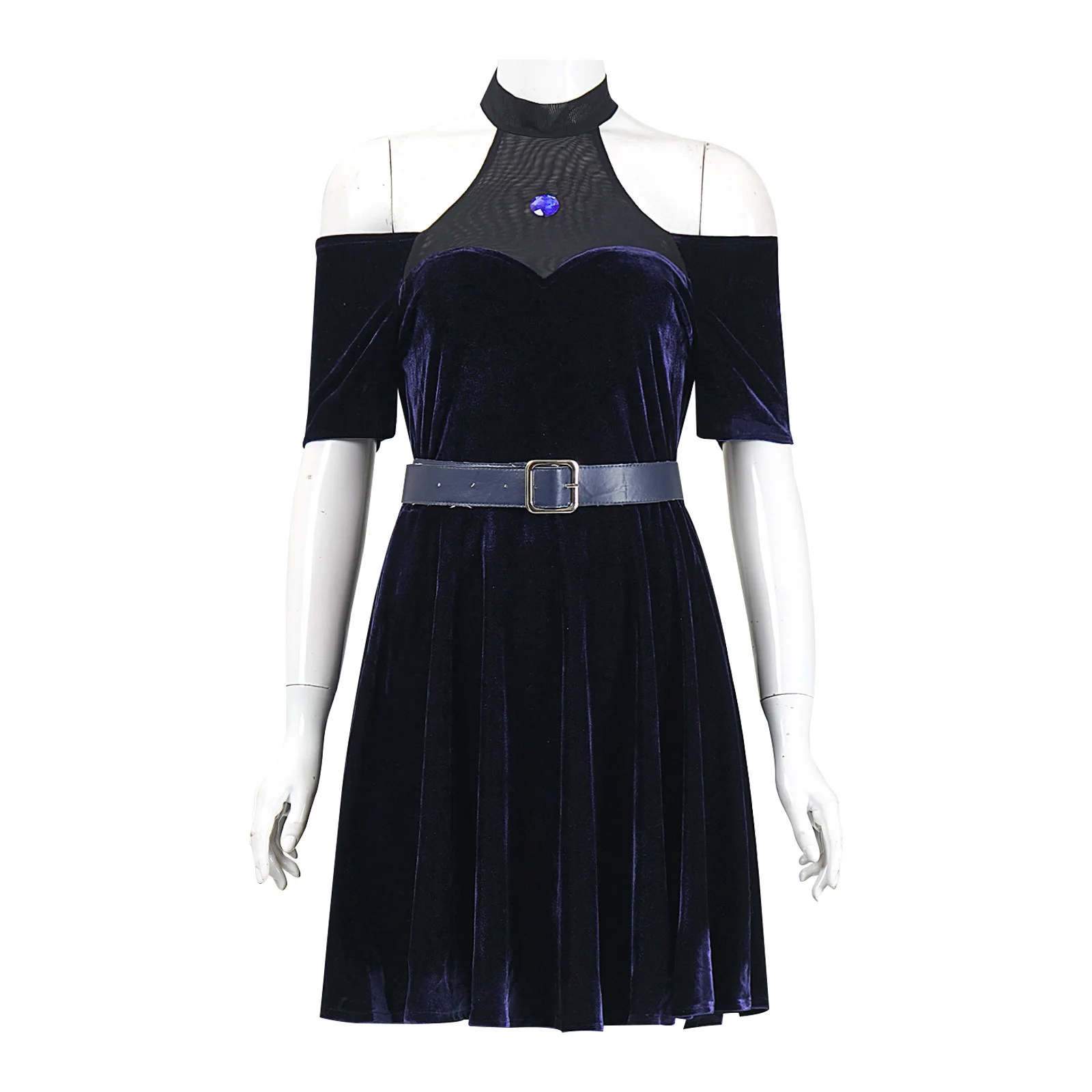

Alien Stage Cosplay Dress Set Iron Line Lotus Women's Costume Stage Performance Halloween Outfit Elasticated Cuff Sleeveless