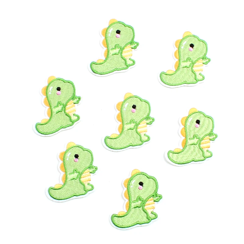 10pcs Cartoon Dinosaur Patches Iron On Cute Animal Sticker DIY Cothing Patch Embroidery Badge Sew On Clothes Fabric Appliques