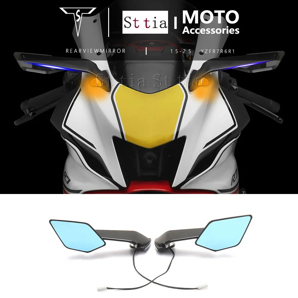 

Новые аксессуары для мотоциклов, черные боковые зеркала заднего вида 360° ° Вращающийся для YAMAHA YZF R6 YZF R7 YZF R1 2015-2024 2025 R1 R6 R7