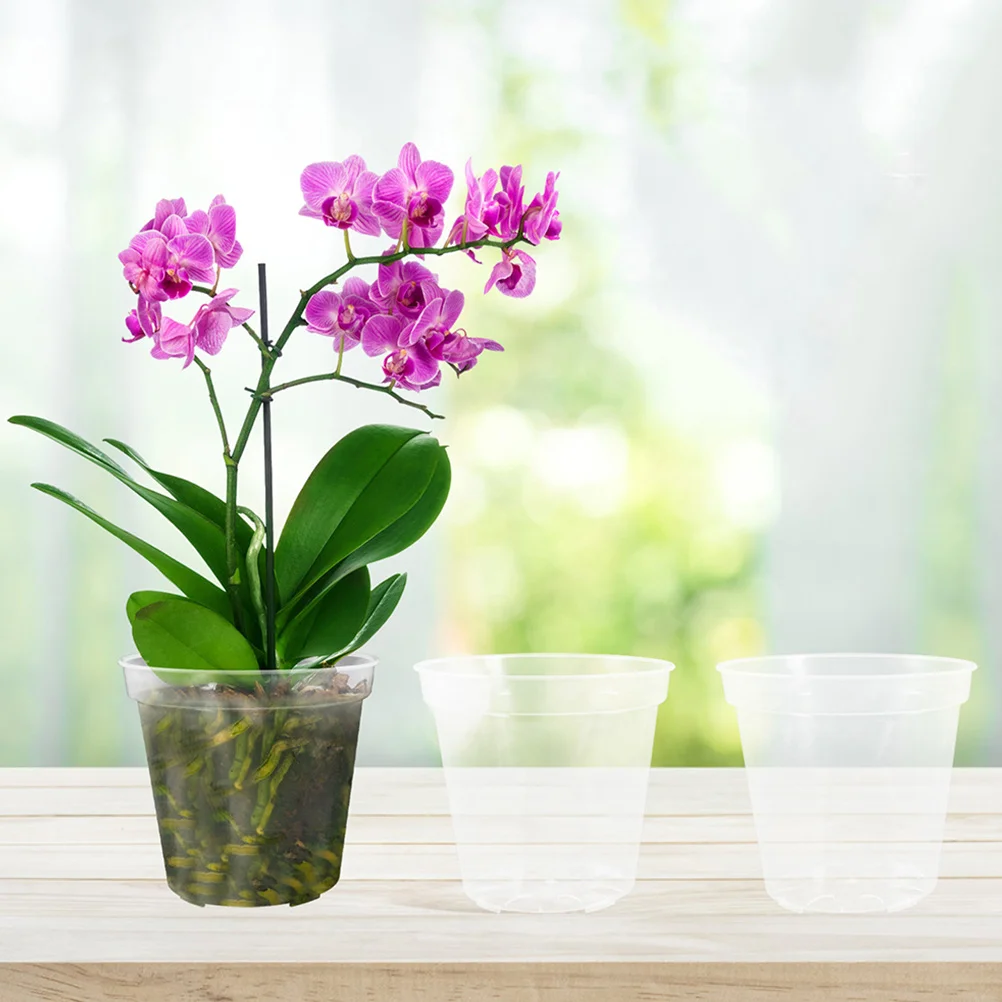 

40Pcs Transparent Nursery Pots Round Clear Plastic Flower Containers Drainage Holes 3 Inch Orchid Plant Pots for Indoor Outdoor