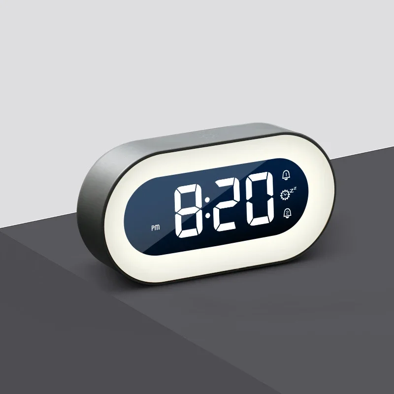 Electronic Digital Luminous Alarm Clock USB Charging Music Dual Alarm Stepless Dimming Desk Clock Night Light Student LED Clocks