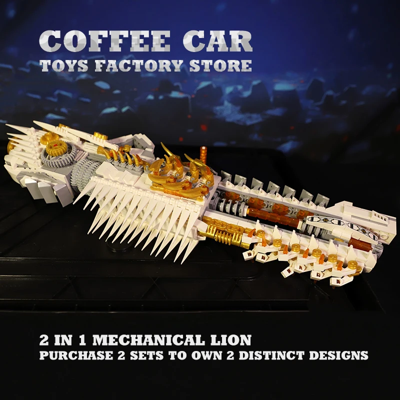 NEW Mechanical Lion MOC Building Bricks 3D Model Anime 2 IN 1 Mecha Dragon Blocks Children Toys Birthday Gifts For Adult Kid Boy