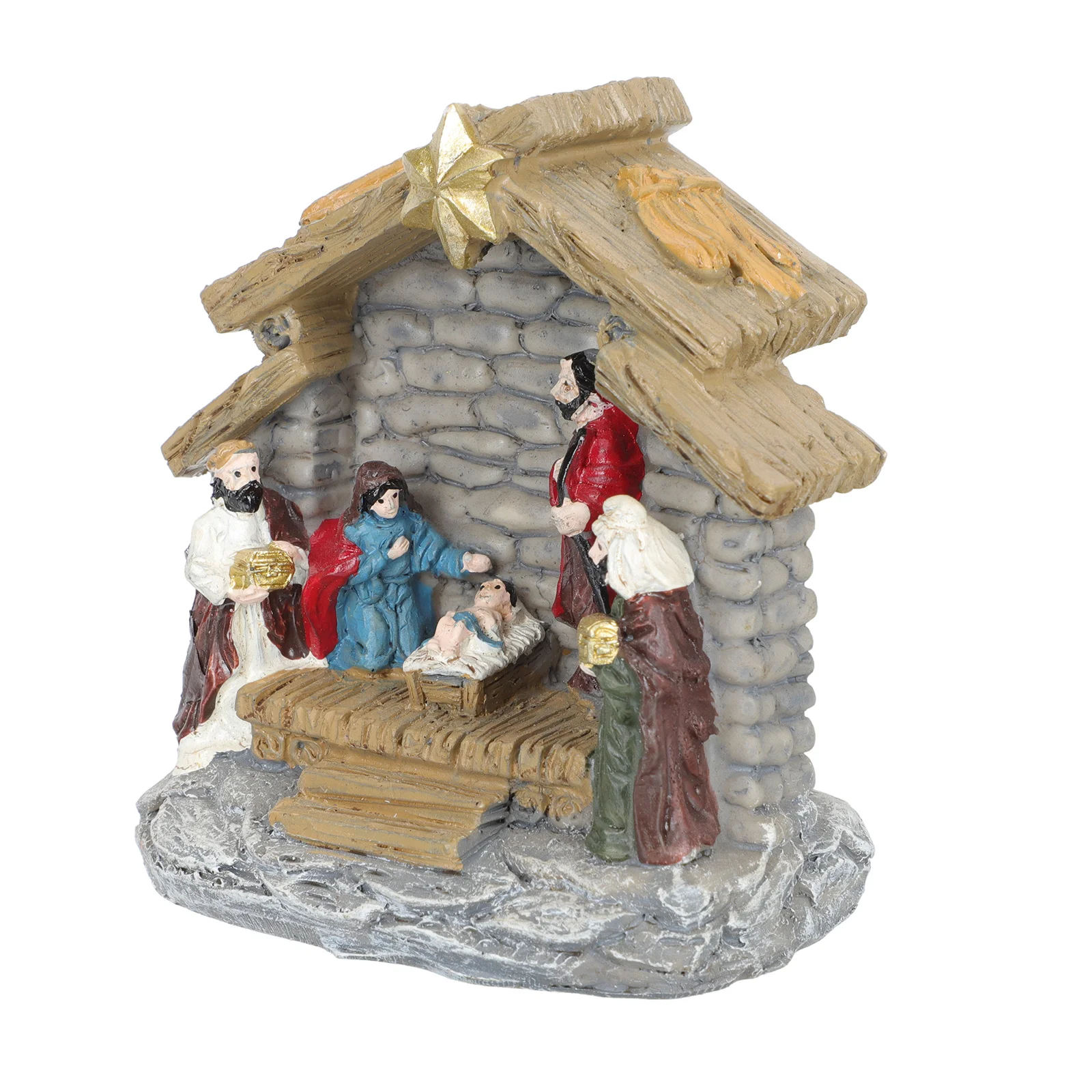 1Set Resin Nativity Scene Craft Statue Vivid Jesus Ornament Indoor Church Home Decoration Religious Gift Lightweight Decor - Image 4