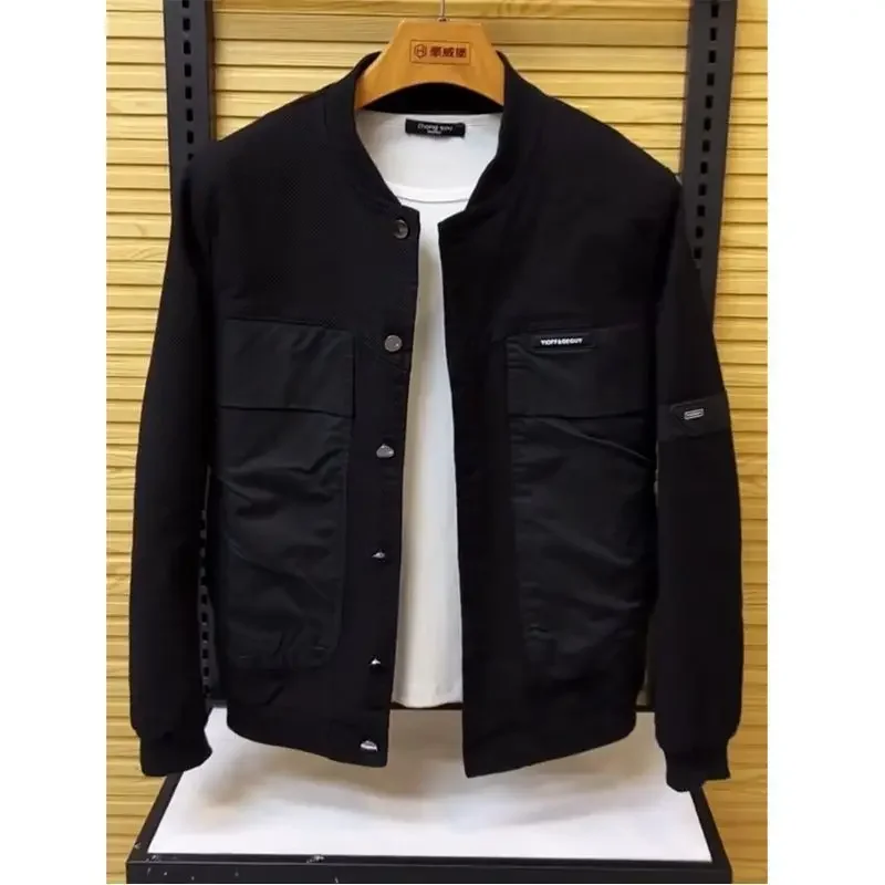 

Spring Autumn Men Clothing Bomber Jacket Military Motorcycle Jackets Patchwork Coats Long Sleeve Zipper Slim Stand Collar New