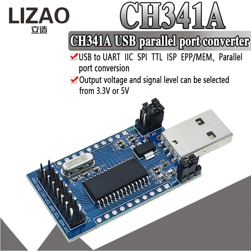 CH341 Programmer USB to UART IIC SPI I2C Convertor Parallel Port Converter Onboard Operating Indicator Lamp Board Module