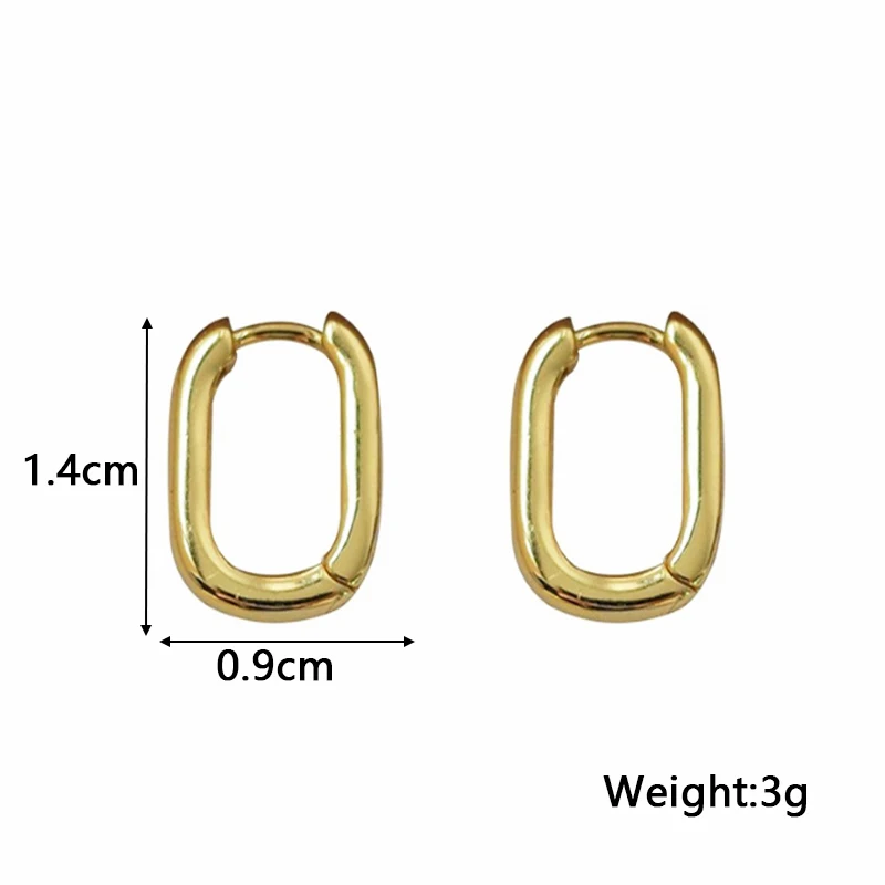 Gold Color Hollow Square Women's Stud Earrings Open Ear Buckle Small Metal Studs Punk Fashion Ear Decor boucle d’oreille femmes