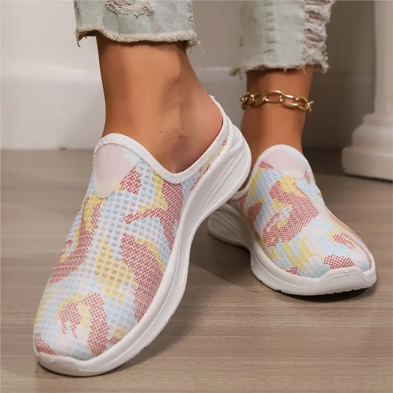 Mesh Lady Vulcanized Loafers Shoes Non-slip Womens Soft Bottom Breathable Casual Running Shoes Platform Sneakers Mommy Shoes